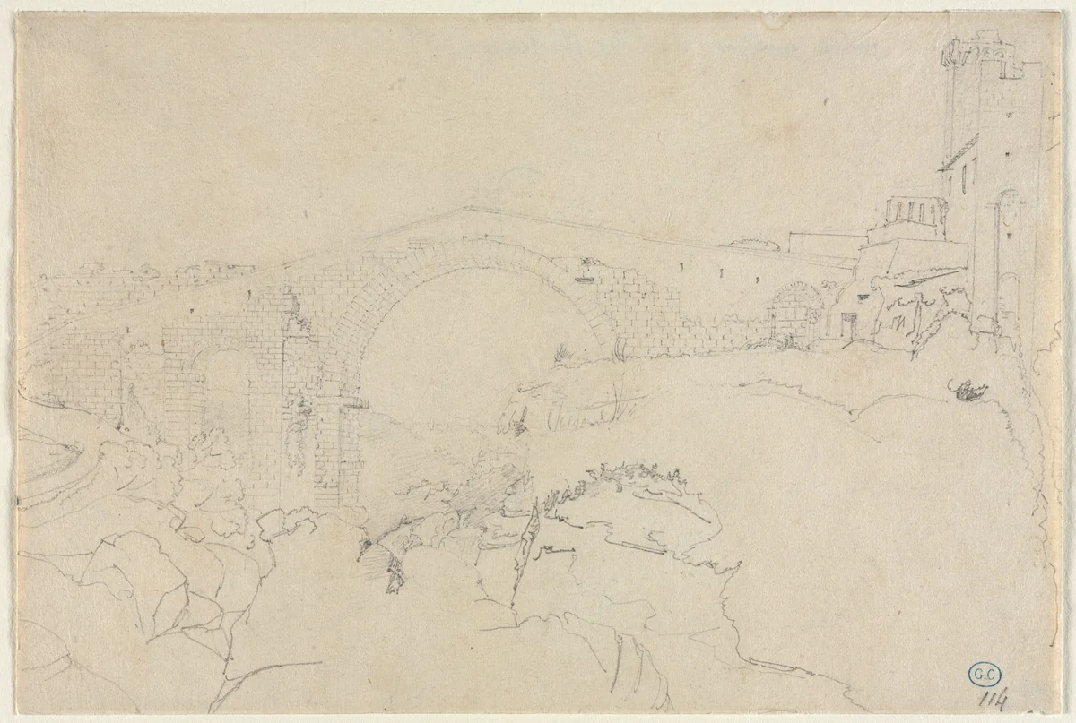 The Ponte dell'Abbadia at Vulci by Jean-Auguste-Dominique Ingres, drawing, 1800-1849
