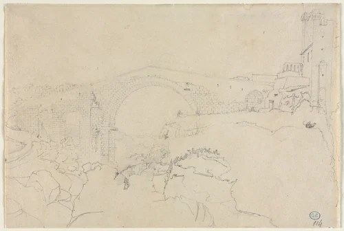 The Ponte dell'Abbadia at Vulci by Jean-Auguste-Dominique Ingres, drawing, 1800-1849