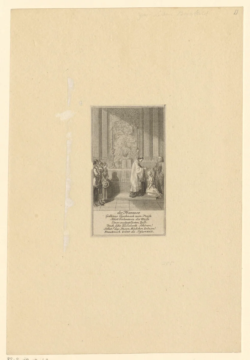 Ceremonie in een Franse kerk by Daniel Berger, print, 1775