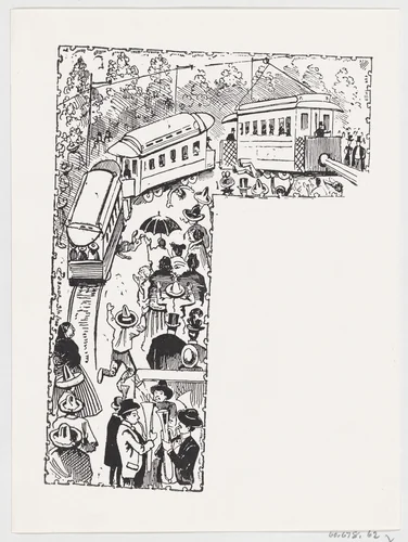 Chaos and fatalities resulting from a broken electric trolley car, from a broadside entitled 'Alegre Inauguracion del Eléctrico Tranvía' by José Guadalupe Posada, print, 1900