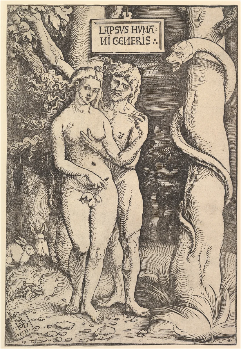 Adam and Eve by Hans Baldung, print, 1511