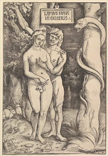 Adam and Eve by Hans Baldung, print, 1511