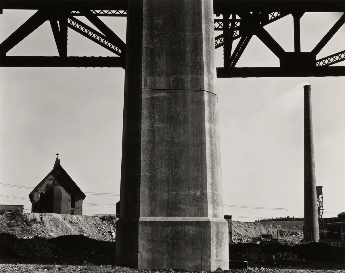 New York, Bridge, Support, Church by Brett Weston, photograph, 1943