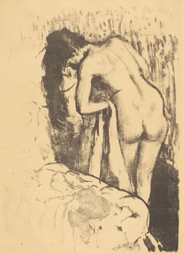 Nude Woman Standing, Drying Herself (Femme nue debout, a sa toilette) by Edgar Degas, print, 1890