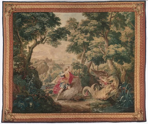 Apollo and the Serpent Python (from Set of Ovid's Metamorphoses) by Gobelins Manufactory, textile, 1700-1730