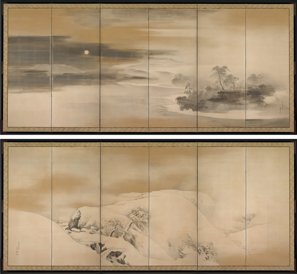 Summer Night; Winter Day by Maruyama Ōkyo (円山応挙), painting, 1784