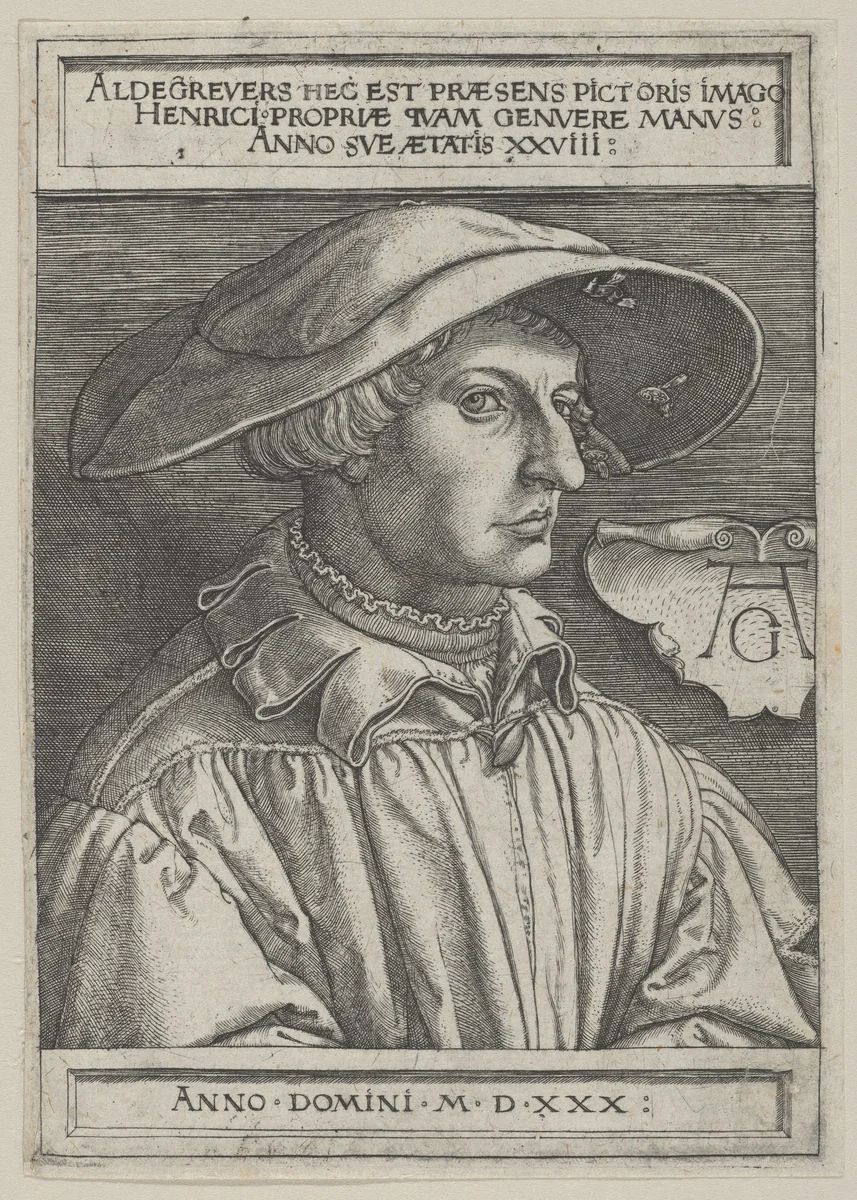 Self-Portrait at Age Twenty-Eight by Heinrich Aldegrever, print, 1530