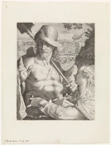 Christus verschijnt aan Maria Magdalena by Johannes van der Kellen, print, 1861