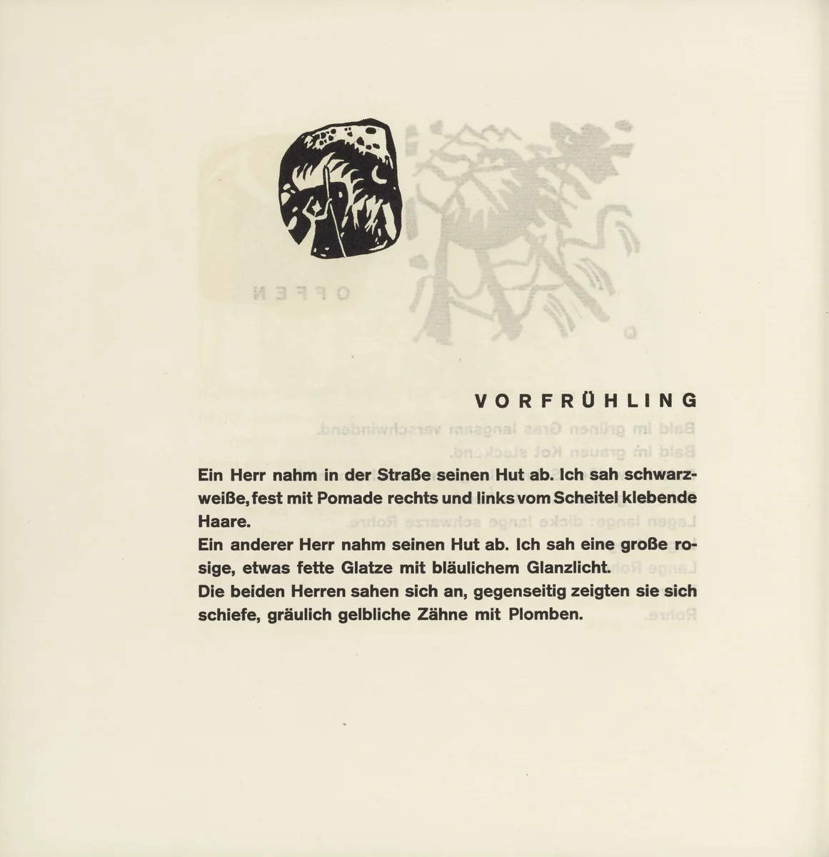 Vignette next to "Early Spring" (Vignette bei "Vorfrühling") (headpiece, folio 14, verso) from Klänge (Sounds) by Wassily Kandinsky, illustrated book, 1913