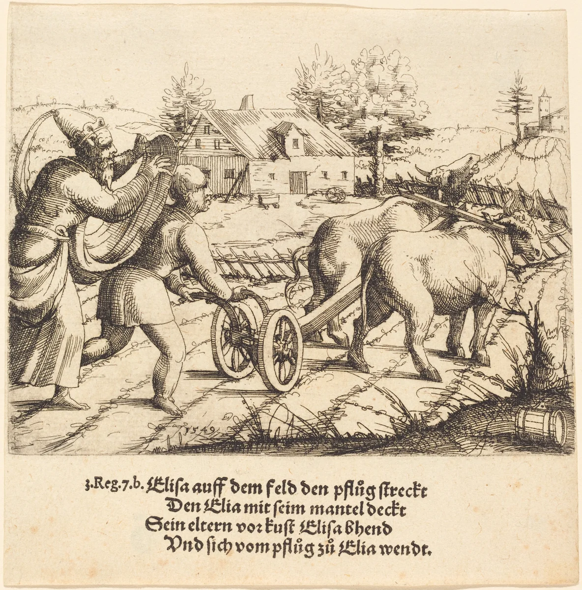 Elijah Anoints Elisha by Augustin Hirschvogel, print, 1549
