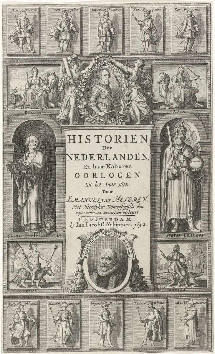 Allegorische voorstelling op de vorstendommen van de wereld by Adriaen Matham, print, 1652