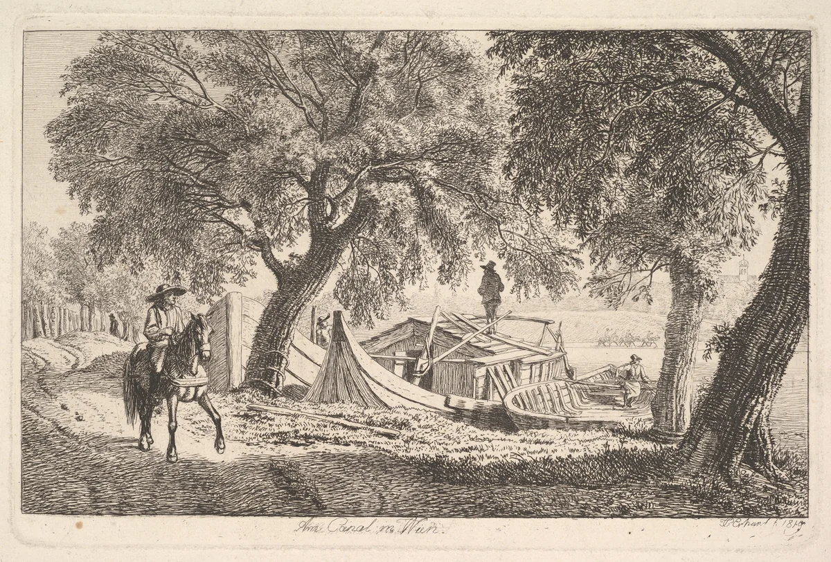 On the Canal in Vienna by Johann Christoph Erhard, print, 1819