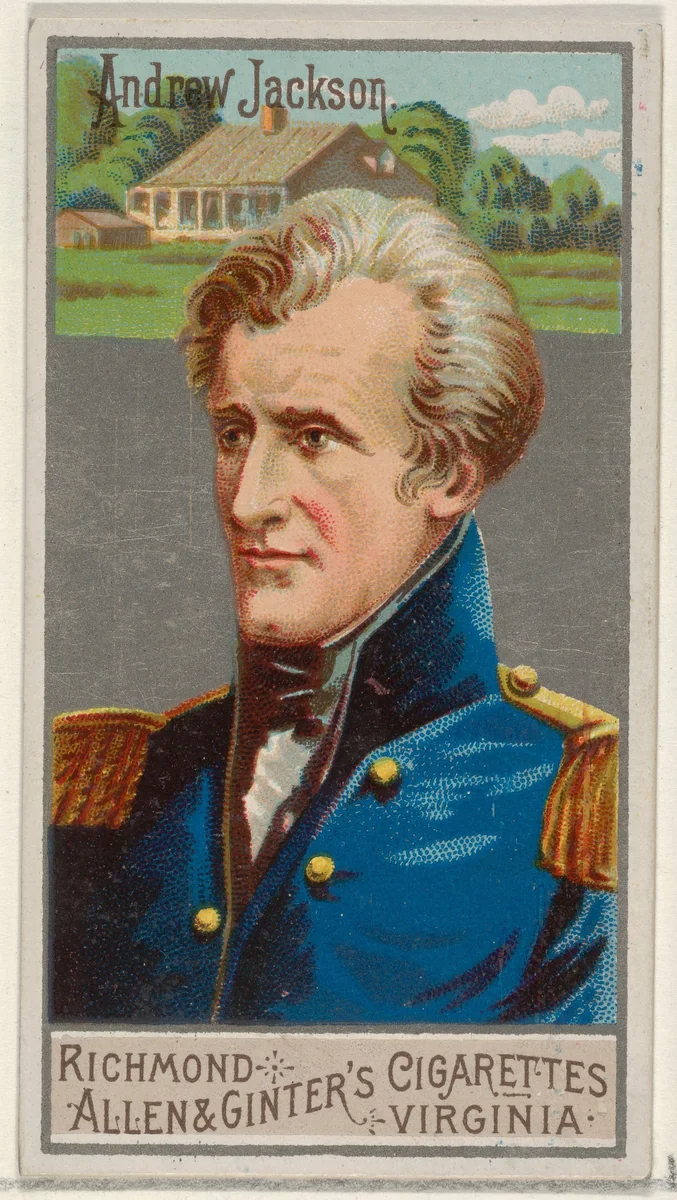 Andrew Jackson, from the Great Generals series (N15) for Allen & Ginter Cigarettes Brands by Allen & Ginter, print, 1888