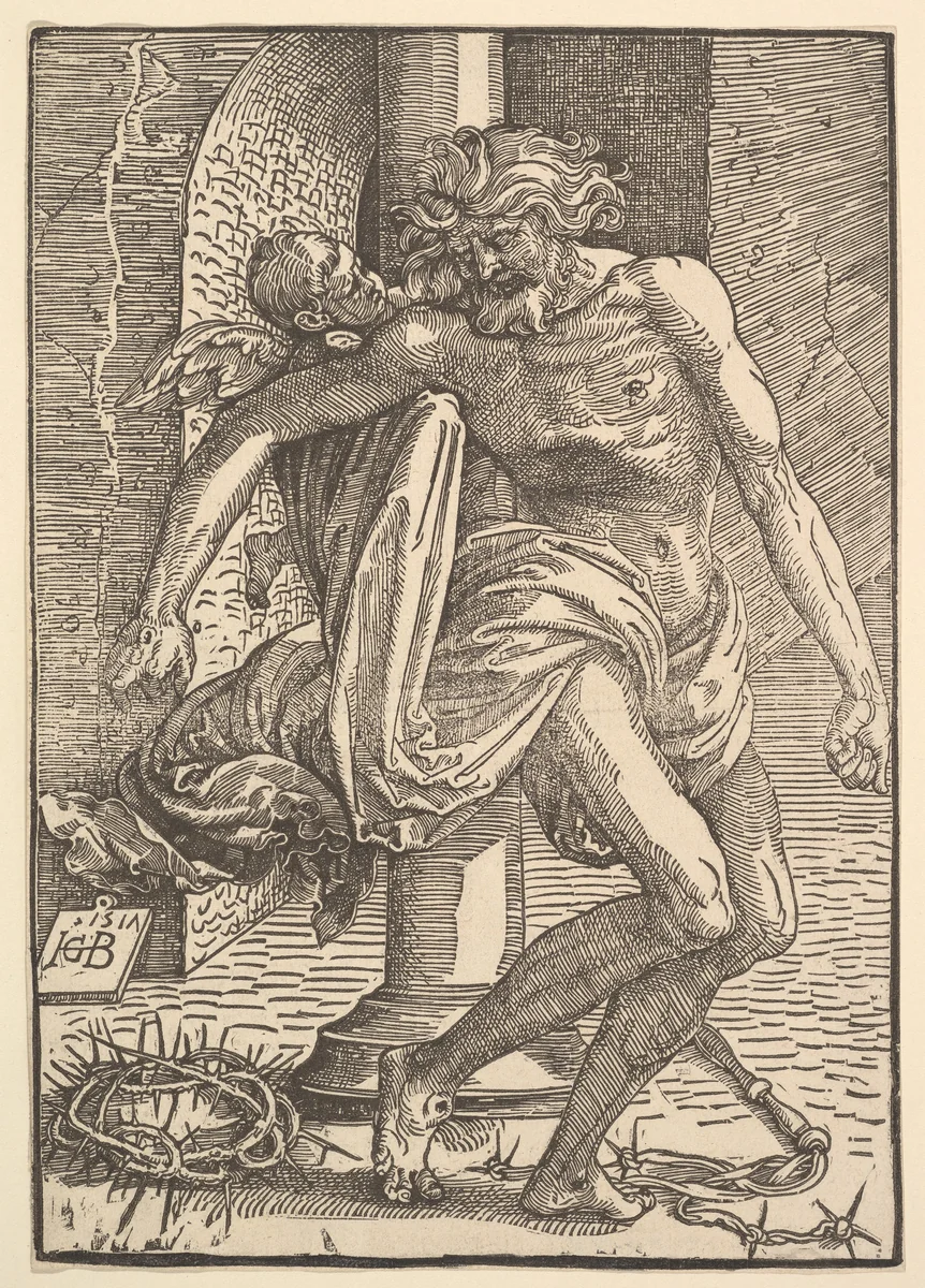 Christ with the Instruments of Torture Supported by a Little Angel by Hans Baldung, print, 1517