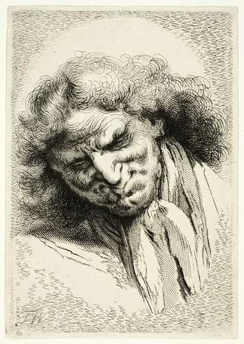 Head of an Old Man Sleeping by Thomas Worlidge, print, 1760-1770