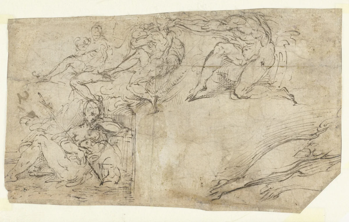 Johannes de Doper in de woestijn by Parmigianino, drawing, 1526-1528