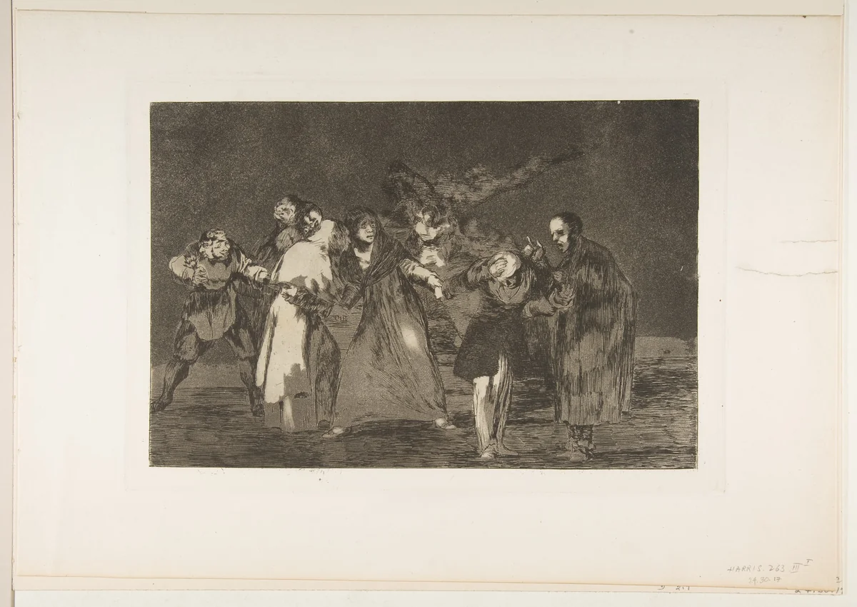 The Exhortations, from "The Disparates" (Follies / Irrationalities) by Goya, print, 1810-1820