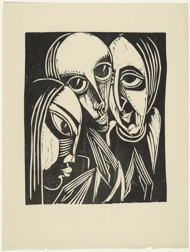 Three Heads (Drei Köpfe) from the periodical Kündung, vol. 1, no. 1 (January 1921) by Karl Opfermann, periodical, 1921