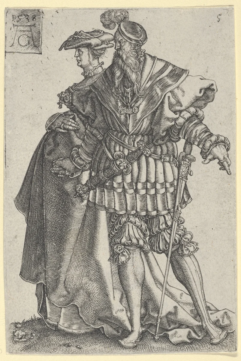 Dancing Couple, from "The Large Wedding Dancers" by Heinrich Aldegrever, print, 1538