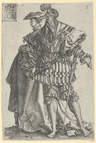 Dancing Couple, from "The Large Wedding Dancers" by Heinrich Aldegrever, print, 1538