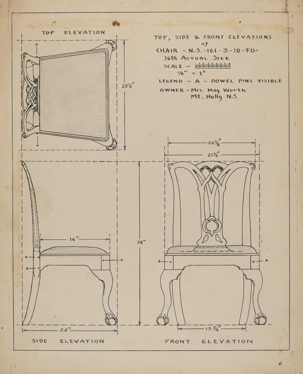 Chair by American 20th Century, index of american design, 1935-1942