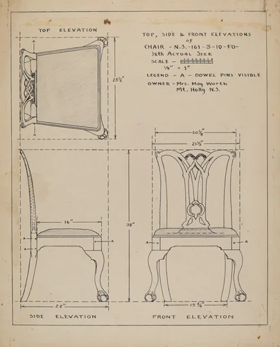 Chair by American 20th Century, index of american design, 1935-1942