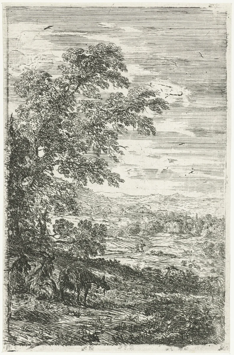 Drie geiten by Claude Lorrain, print, 1630-1633
