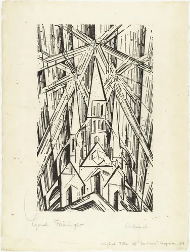 Cathedral (Kathedrale) for Program of the State Bauhaus in Weimar (Programm des Staatlichen Bauhauses in Weimar) by Lyonel Feininger, print, 1919