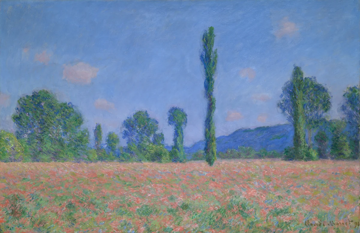 Poppy Field (Giverny) by Claude Monet, painting, 1890-1891
