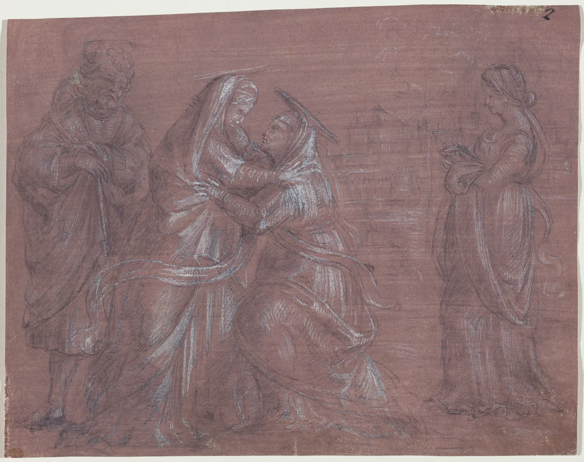 The Visitation by Florentine 16th Century, drawing, 1520