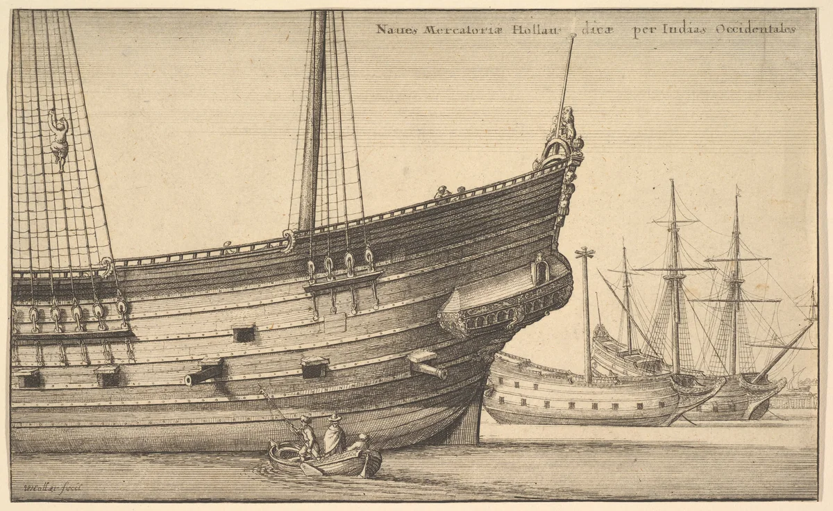 Naues Mercatoriæ Hollandicæ per Indias Occidentales (Dutch West Indiaman) by Wenceslaus Hollar, print, 1647