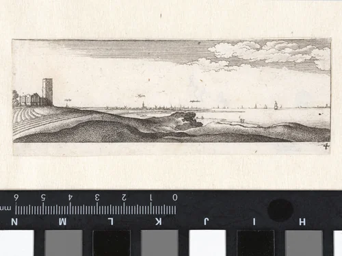 Zuiderzee met gezicht op Amsterdam, Weesp en Muiden by Wenceslaus Hollar, print, 1627-1636