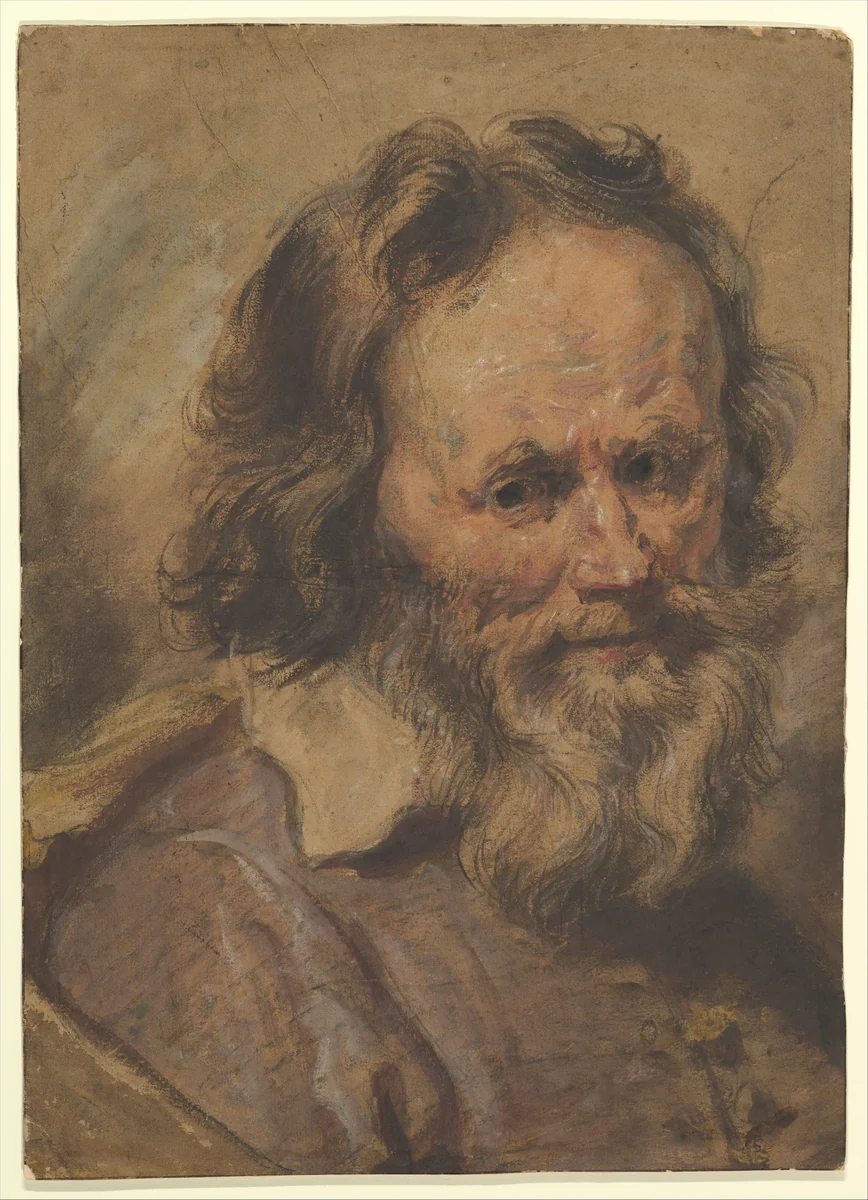 Head of a Bearded Man by Giovanni Serodine, drawing, 1600