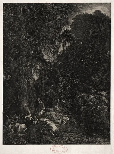 Holy Family with Deer by Rodolphe Bresdin, print, 1871