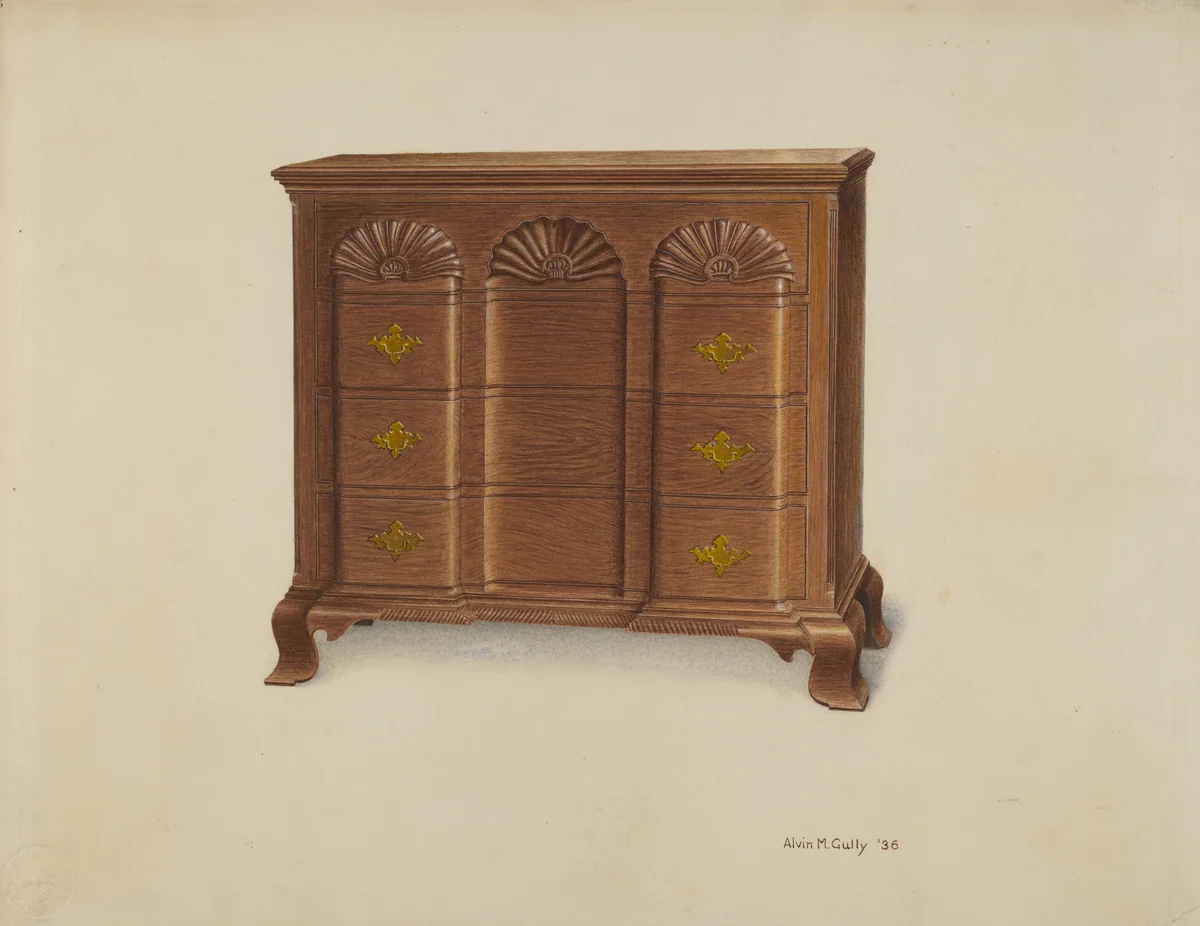 Block Front Chest of Drawers by Alvin M. Gully, index of american design, 1936