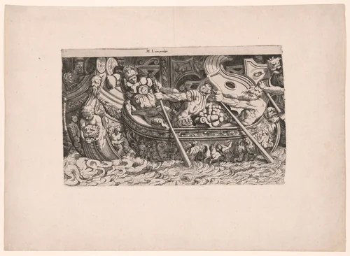 A Naval Battle by Michele Lucchese, print, 1550