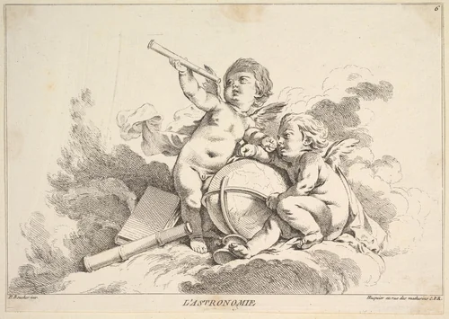 Astronomy by Louis Félix de La Rue, print, 1731-1765