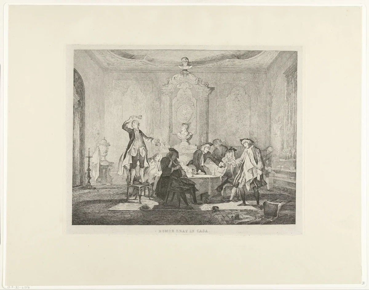 Er werd geschreeuwd in huis by Tieleman Cato Bruining, print, 1850