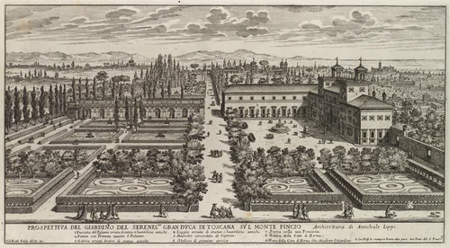 View of the Villa Medici by Giovanni Battista Falda, print, 1677-1691