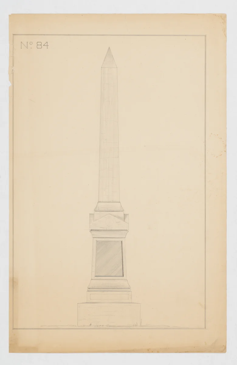 Obelisk Grave Monument, No. 84 by Alexander Maxwell, drawing, 1840-1880