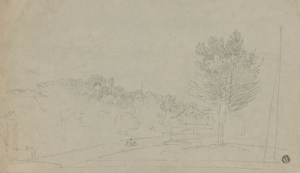 View of Wilson House and Gardens (recto); View of Wilson House and Gardens (verso) by Richard Wilson, drawing, 1734-1782