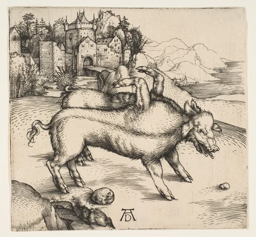 The Monstrous Pig of Landser by Albrecht Dürer, print, 1496