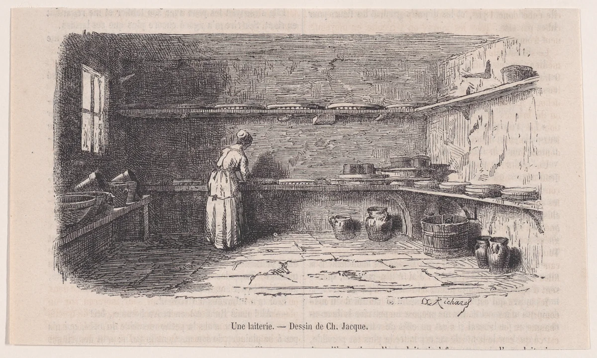 A Dairy, from "Le Magasin Pittoresque" by Charles Jacque, print, 1848-1864