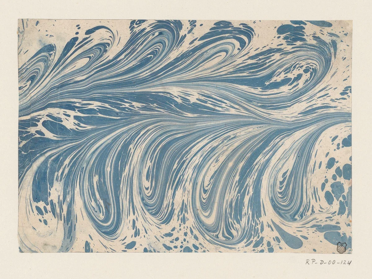 Fonteinmarmer in blauw by anonymous, other, 1700-1850