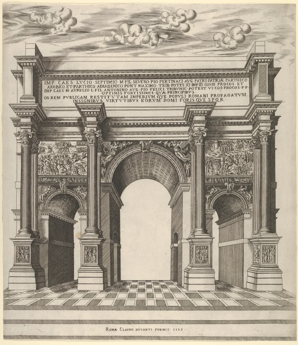 Arch of Septimius Severus, from "Speculum Romanae Magnificentiae" by anonymous, print, 1583