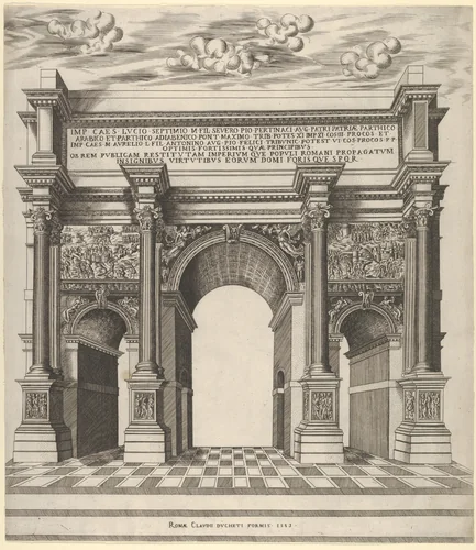 Arch of Septimius Severus, from "Speculum Romanae Magnificentiae" by anonymous, print, 1583