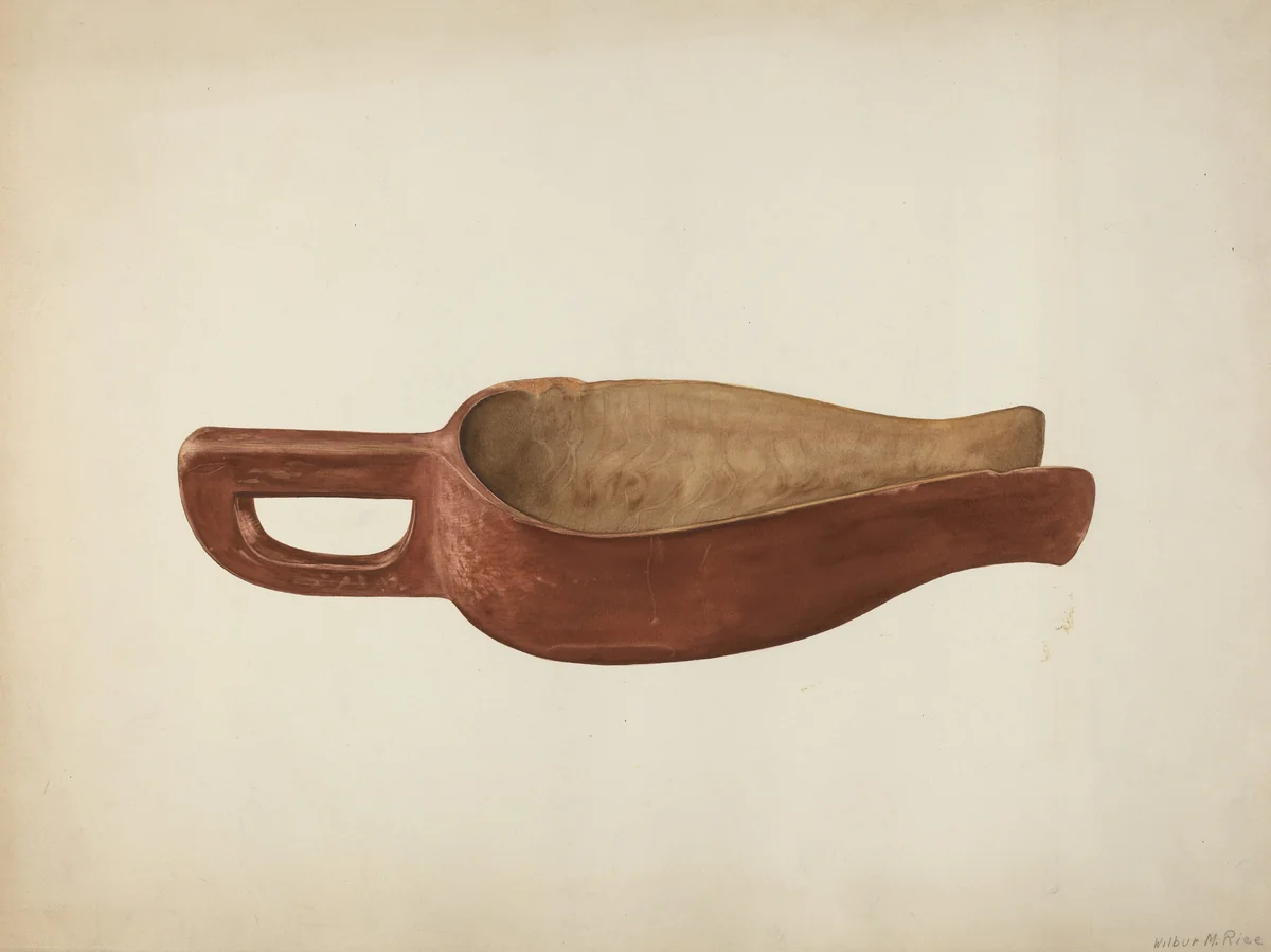 Wooden Meal Scoop by Wilbur M Rice, index of american design, 1941