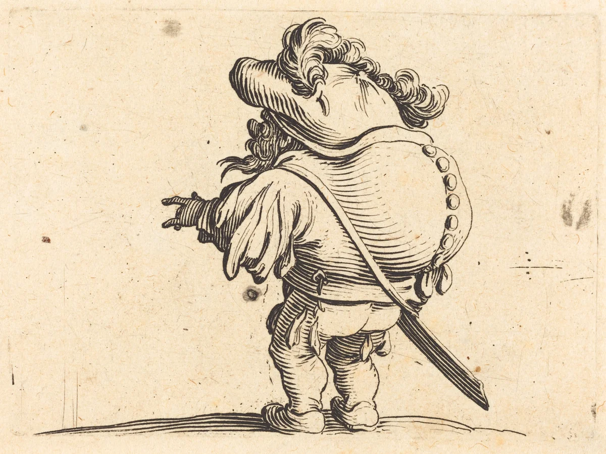 The Hunchback with the Feathered Cap by Jacques Callot, print, 1622