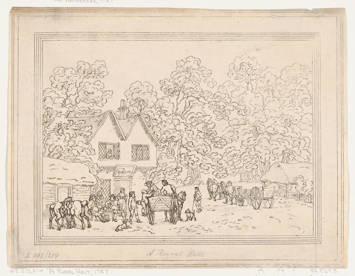 A Rural Halt by Thomas Rowlandson, print, 1787