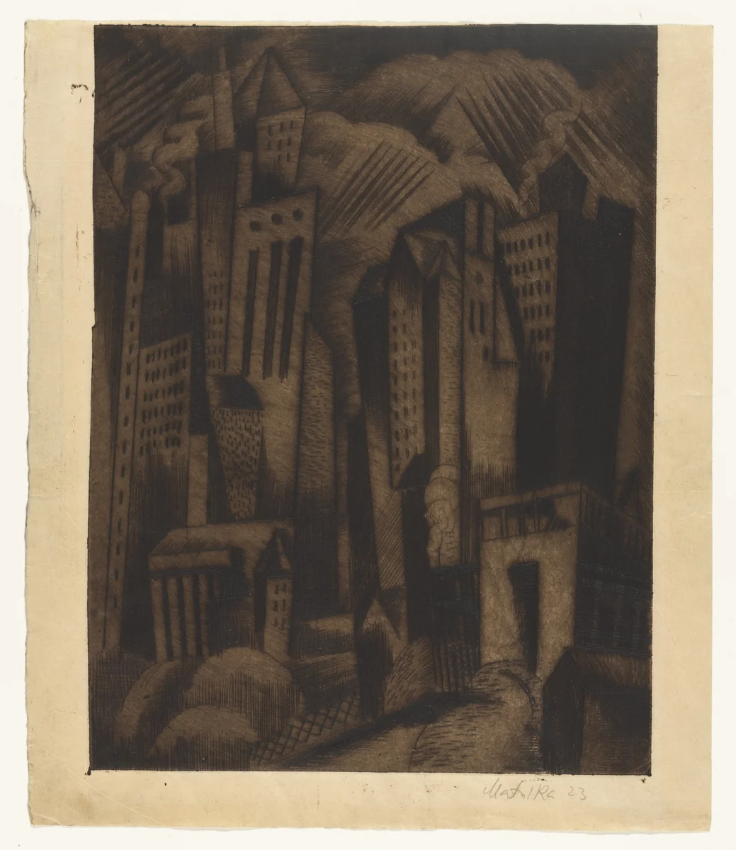 Cityscape by Jan Matulka, print, 1923